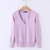 Kvinnors stickor Tees Autumn and Winter Casual Thin Sticked Short Cardigan virkning Jacket All-Match Solid Color V-Neck Spring 221123