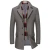 Men's Wool Blends Business Smart Casual en Jacket Turn Down Collar Coat Thicken Warm Male Trench Windbreaker 221123