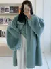 Dames bont faux lautaro winter lange oversized warme zachte zachte jas vrouwen laten schouder mouw casual losse Koreaanse mode 221123