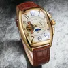 Orologi da polso Orologi meccanici automatici di lusso Uomo Fasi lunari Scheletro Retro Orologio da polso a carica automatica Cassa in oro maschile Orologio in pelle 221122