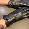 Triangle Metal Designer Gloves Women Leather Mittens Gloves Plush Lining Warm Sheepskin Glove Touch Screen Gloves