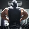 Men's Tank Tops Fashion Cotton Sleeveless Shirts Gym Hooded Top Men Fitness Vest Solid Bodybuilding Singlets Workout Tanktop