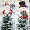 Christmas Decorations Tree Top Star Santa Claus Snowman Ornaments Xmas Felt Hat Pendant Merry Decor for Home 2023 221123