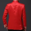 Herenpakken blazers drakenpatroon jacquard heren rood pak jas mandarijn kraag traditionele Chinese mannen satijnen bruiloft kikker sluiting 221122