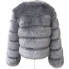 Frauen Pelz Faux HJQJLJLS Langarm Mantel Winter Frauen Mode Dicke Warme Fuzzy Oberbekleidung Weibliche Grau/Schwarz Gefälschte Jacke 221123