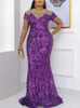 Parti Elbiseleri Vintage Women Maxi Akşam Pulları Yaz Kısa Kollu Dantel Denizkızı Elbisesi Resmi Ünlü Etkinlik Gowns 221123
