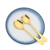 Set di posate da posate da posate insalata in acciaio inossidabile SPKLIfey Gold Fork Set da posate che serve cucchiai unici unici