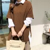 Women's Sweaters BGTEEVER Casual O-neck Oversized Sweater Pullovers Autumn Knitting Tops Batwing Sleeve Side Split Vest 221123