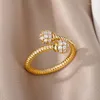 Bagues de cluster Zircon Ball Twisted Ouverture pour femmes hommes en acier inoxydable Couple de mariage Mode Luxe Dubai Bijoux de mariée Cadeau