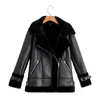 Womens Leather Faux FMFSSOM Women Winter Thick Coat Pu Soft Black White Sheepskin Fur Jacket Female Casual Feminino Outwear 221122