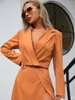 Women's Suits ZAFUL One Button Lapel Cropped Blazer Office Lady Workwear