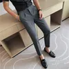 Mens Pants High Quality Elasticity Suit Men Formal Business Office Social Dress Slim Fit Casual Wedding Ankle Trousers Pantalon 221123