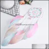 Annan heminredning Rame Feather Dream Catcher Wall Hanging Wedding Decoration Wind Chimes Bedroom Hanger Valentines Birthday Present Home DHX98