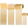 Наборы на обеденном посуде LuxUnry 24PCS Gold Praish Wareware Серебряные серебристые серебра нержавеющая сталь Dinenr Fork Fork Spoon Home Dableware Cutler Hutler 221122