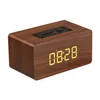 Alto-falante W5C 52mm de madeira dupla de madeira 4.2 Alarme compatível com Bluetooth Relógio com exibição de tempo e aux para smartphone / pc