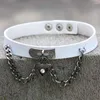 Choker läder krage för kvinnor goth punk kedja silver färg hjärta hänge hajuku sexig vegan bondage festival smycken smycken