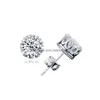 مسمار الفرقة الجديدة الذهب التاج الرجال stud arring 925 sterling sier cz cimated diamonds المشاركة الجمال امرأة الزفاف الكريستال الأذن 54 m2 d dhqtr