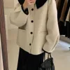 Kvinnors ull blandar mode hösten lapel singel breasted solid coat kvinnor kort lös casual streetwear manteau femme 221123