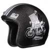 Motorcykelhjälmar för man kvinnor Moto cykel gratis presentmotorcykel Helm dot carbonfiber retro hjälm casco japansk stil 3/4