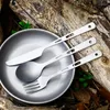 Dijksiesets Pure Titanium Knife Fork en Spoon Set Folding Portable Table Terei Cookware Lichtgewicht Outdoor Flatare Camping Picnic Tool