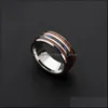 Band Rings 8Mm Mens Wedding Bands Inlay Hawaiian Koa Wood Rings And Abalone Shell Titanium Steel Ring Finger For Women Men Fashion J Dhtwe