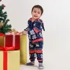 Family Matching Outfits Christmas Moose Print Jumpsuits Adult Kids Hooded Rompers Warm Thicken Flannel Velvet Pyjamas Homewear 221122