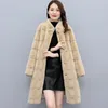 女性の毛皮のフェイク冬の温かい毛皮のコート衣類ファッションプラスサイズブラックルーズスタンドカラーロングミンクオーバーコートスノーパルカコート221123