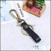 Nyckelringar Retro Bronsläder Key Ring Bussiness Car Keychain Holder för Women Men Fashion Jewelry Gift Drop Delivery DHPRZ