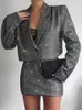 Due set scintillanti e gonne fritte per donna abito da blazer a 2 pezzi abiti da donna con abiti da donna 21123