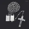 Pendentif Colliers ATGO Chapelet Perles Jésus Croix Religieux En Acier Inoxydable Collier Femmes Hommes Chaîne Pour Hommes BRN18