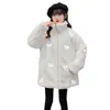 Coat Jacket for Girls Winter Fashion Wool s with Reflective Embroidery Butterfly Pattern Thicken Warm Fur Children s Clothes 221122