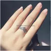 An￩is de casamento New Princess Wish Ring Caixa original para Pandora 925 SERLING SIER WISHBONE RINGS CZ Diamond Women Women Wedding Gift Dro dh2if