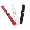 B￤lten Kvinnor B￤lte Elastisk midjeband Elegant Cummerbunds f￶r kl￤nning Guld Buckle Black Fashion Imitation Leather Strap