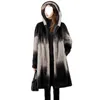 Women's Wool Blends New Mink Fur Coat Women Medium Long Hooded Fashionable Winter Large Heavy Coat