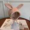 Cappelli lavorati a maglia con orecchie di coniglio per bambine INS bambino bambino berretto caldo tessuto a mano per bambini berretto da festa di Pasqua A9378