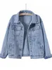 Giacca da donna Cappotto in denim capispalla primaverile Giacca in cotone con colletto rovesciato solido per donna taglie forti S 3XL 221122