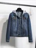 Frauen Jacken Fleece Warme Winter Jean Jacke Taschen Taste Weiche Kapuze Oberbekleidung Mode Schlanke Denim Mäntel Weibliche 221122