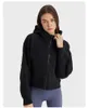 Yeni Kadın Yoga Kıyafetleri Fırçalanmış Tam Zip Hoodie Ceket Spor Kapşonlu Egzersiz Parça Cepler ile Koşu Ceket Açık Fleeces Başparmak Delikleri