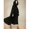 Kvinnor Down Five-Color Hooded Shawl Extended Cloak Coat Tweed Women Solid Sleeve Wool