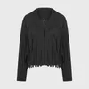 Women's Jackets Imcute Womens Vintage Lapel Long Sleeve Fringe Cropped Hippie Motor Biker Cardigan Outwears Faux Suede Tassel Jacket 221122