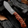 ESEE JG5 Survival Straight Knife 1095 High Carbon Steel Black Stone Wash Blade Full Tang Micarta Handtag Fixed Blade Knives Med Läder Slida