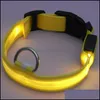 Dog Collars Leashes Led Flash Pet Dog Collars Adjustable Night Safety Light Leash Puppy Dogs Home Pets Supplies Drop Delivery Garde Dhl05