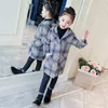 Mantel Kinder Jacken für Mädchen 10 Jahre Windjacke Winter Plaid Mantel Mit Kapuze Parka Jacke Dicke Wolle Kinder Kleidung Oberbekleidung 221122