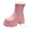 Stivali corti con piattaforma gotica Scarpe per donna Halloween Combat Motorcycle Black Punk Chunky Pink Plush Warm Design Boots