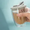 أكواب 250350450ML كوب قهوة بسيطة الحليب الزجاجية الغطاء المقاوم للشرب المباشر الإفطار S 2Layer عصير الشاي 221122