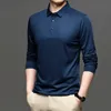 Herren-Poloshirts, personalisierbar, personalisierbar, Herren-Poloshirt mit langen Ärmeln, Werbung A1336, tiefgrün, grau, blau, schwarz, Baumwolle, Spandex 221122