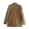 ツーピースドレスXeasy Women Tweed Tweed Twee Feed Plaid Vintage Office Lady Double Brested Blazer Slim High Wiest Shorts Skirt Suit 221122