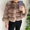 Dames bont faux echte jas winter warme natuurlijke hoogwaardige lan luxe mode 50 cm korte jas groothandel 221123