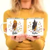 Mugs Personalized Custom Name Enamel Mug Cartoon Girl Printed Coffee Cups Thanksgiving Halloween Party Drink Dessert Milk Gifts 221122