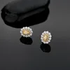 Stud OEVAS 100% argento sterling 925 scintillante rosa giallo zircone fiore ad alto tenore di carbonio orecchini di diamanti donne partito gioielleria raffinata 221119